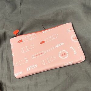 Ipsy Coral Cosmetic Bag with Beauty Icons